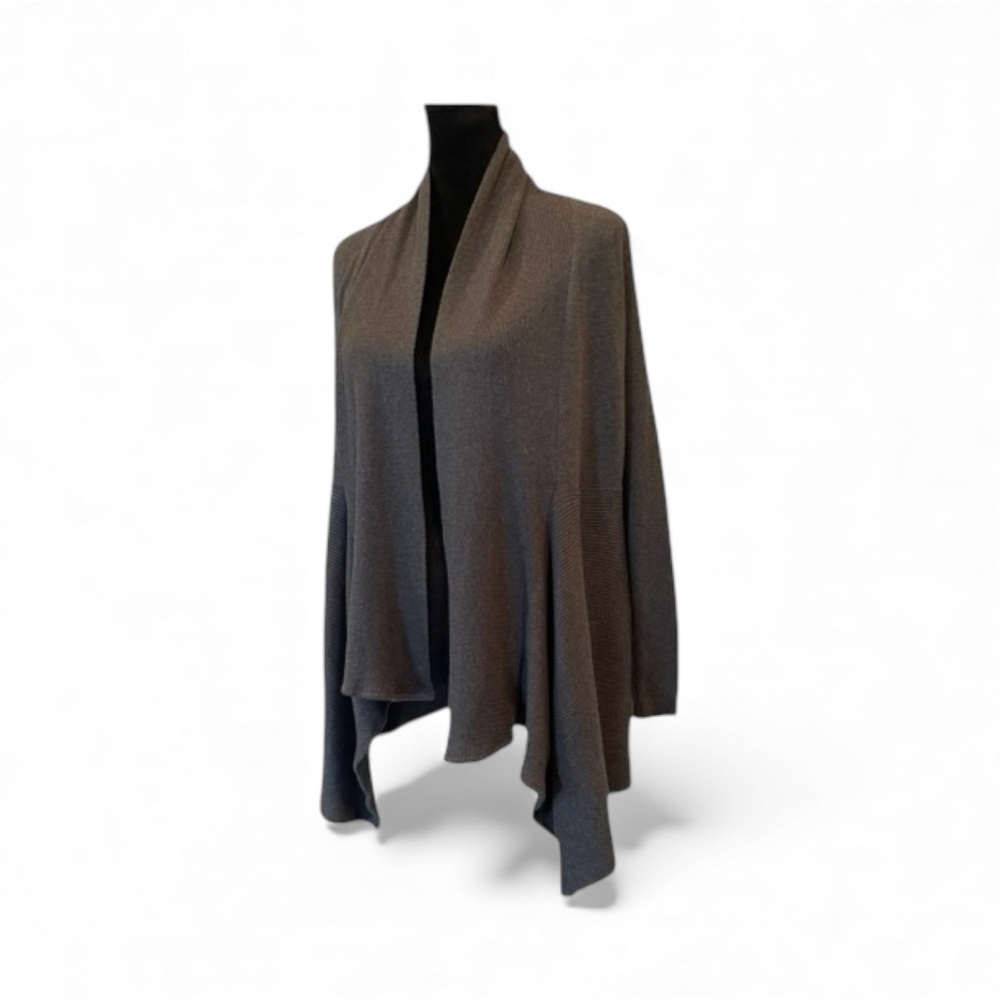 NWT H & O 100% cotton open front waterfall grey long sleeve cardigan size medium